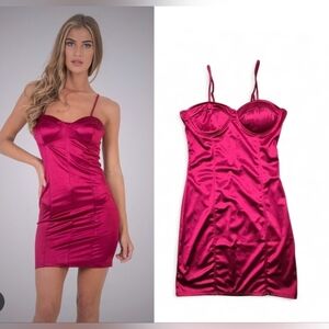 Roma Deep Red Slip Mini Lingerie Dress Corset Style Padded Bra Size Large